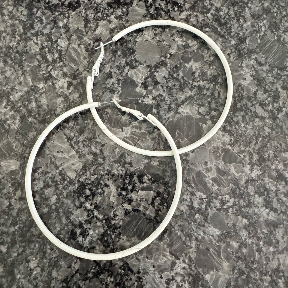 Elegant White Hoop Earrings